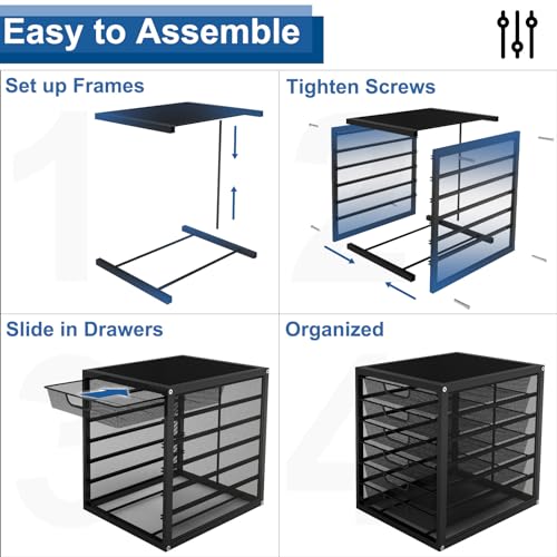 Natwind Mesh Desk Organizer with 4 Tier Sliding Drawers, Black T3555