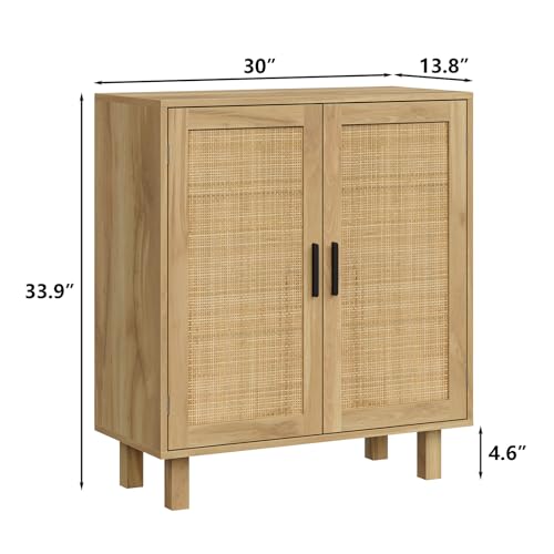 Rattan Buffet Cabinet with Drawer, Boho Credenza for Dining Room G877