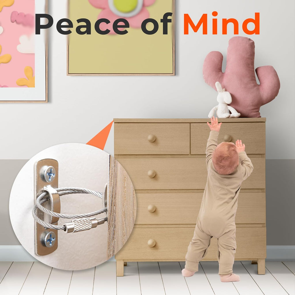 12-Pack Furniture Anchors - Anti-Tip Straps for Baby Proofing W40795