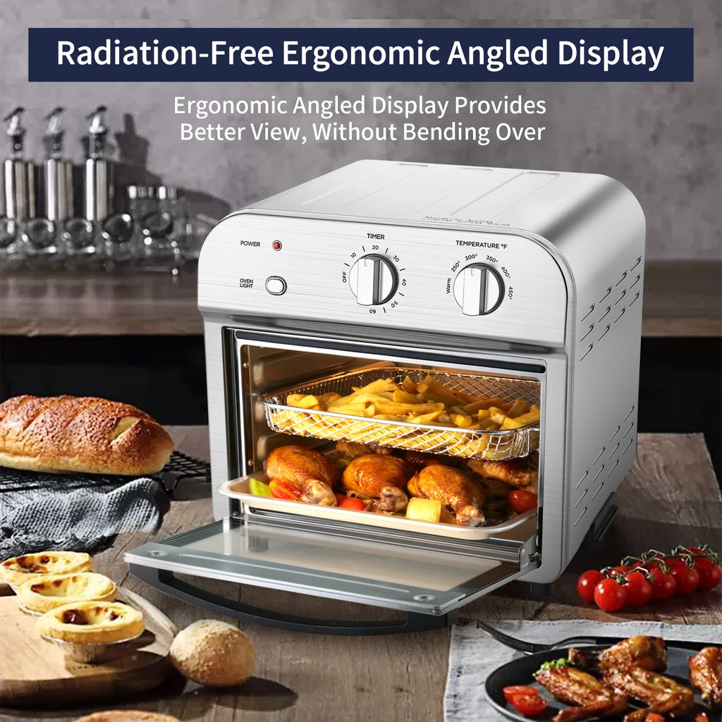 Toaster Oven, Countertop Air Fryer, 1500W Stainless Steel, Silver I28125
