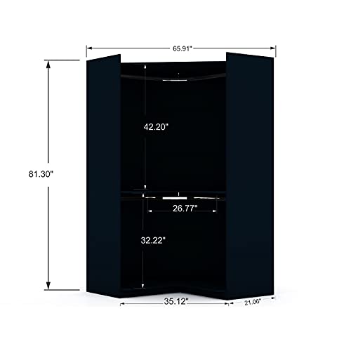 Manhattan Comfort Mulberry 2.0 Corner Wardrobe Closet with Drawers, White X387