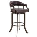 Armen Living Edy Contemporary Faux Leather Swivel Metal Kitchen Barstool, 26" Counter Height, Brown