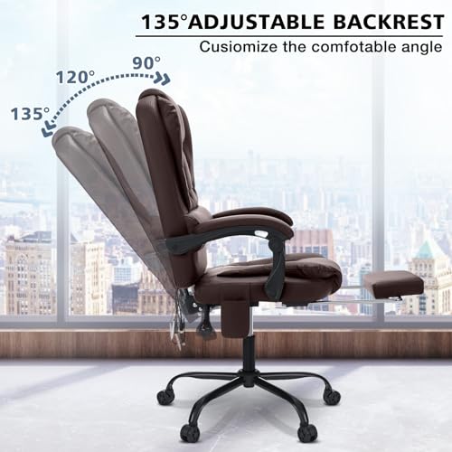 Executive Office Chair with Massage Reclining Footrest High Back Ergonomic Black E4676