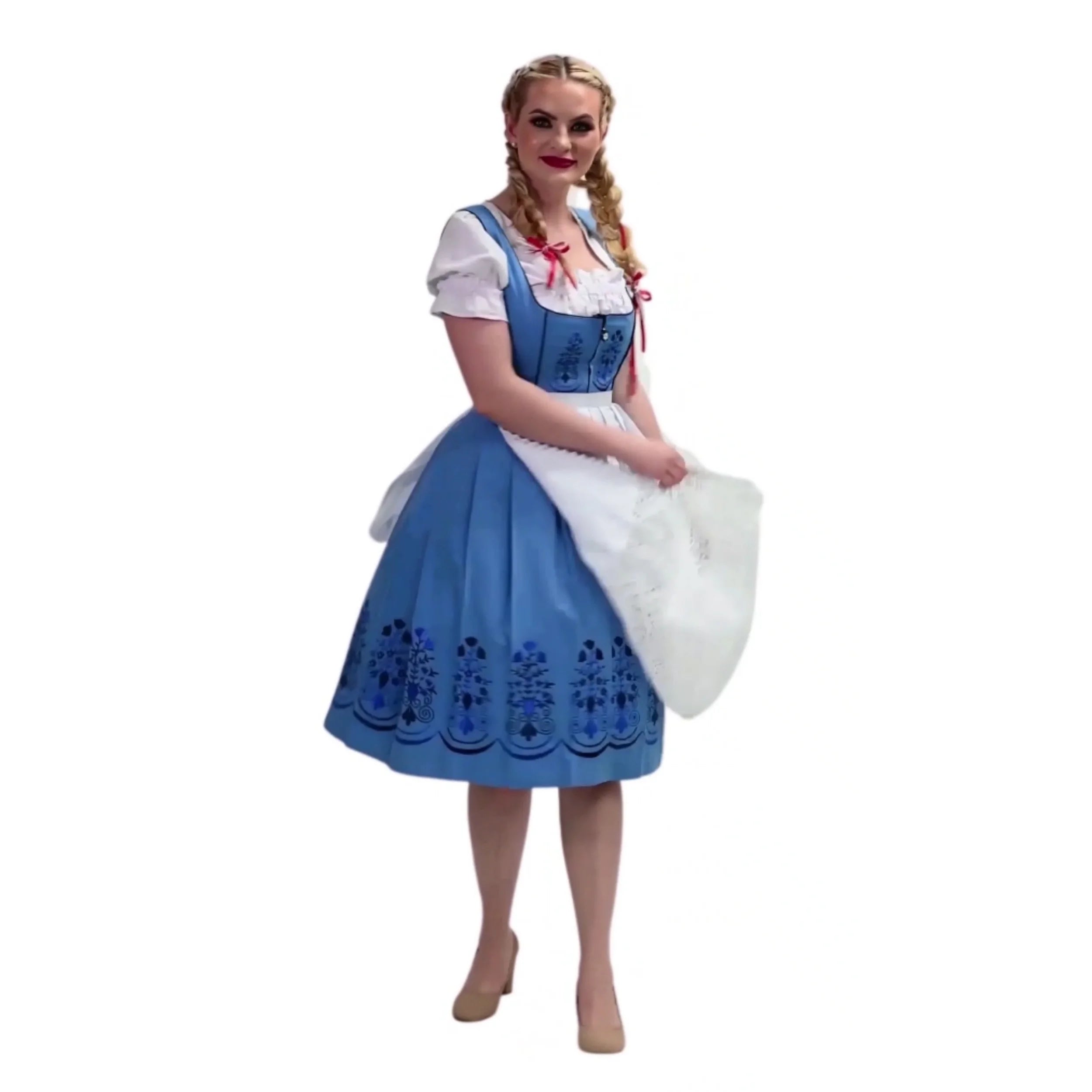 Dirndl Trachten Haus 3 Piece Cotton Dirndl Dress for Women and Girls - Sky Blue I39163