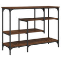 vidaXL Black Console Table - Engineered Wood Metal Frame Sofa Table with Shelves for Living Room, Entryway, Hallway