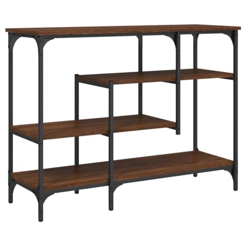 vidaXL Black Console Table - Engineered Wood Metal Frame Sofa Table with Shelves for Living Room, Entryway, Hallway