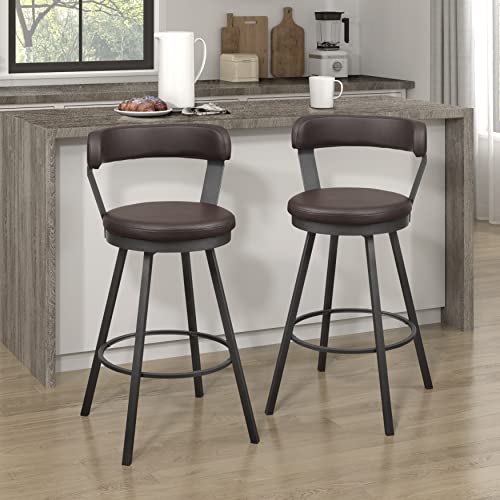 Lexicon Ruthie Swivel Counter Stool, Set of 2, 25.5" Seat Height, Black