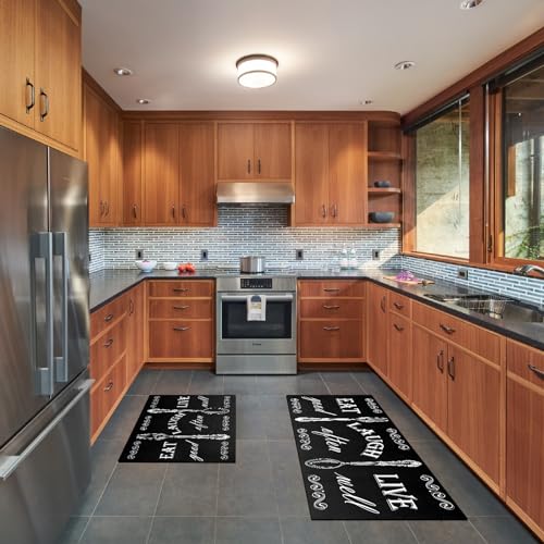 Boho Kitchen Mat Set of 2 Non Slip Thick Floor Rugs W687