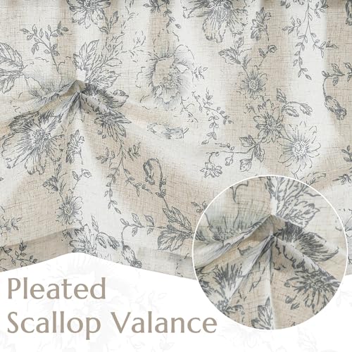 jinchan Linen Double Layer Kitchen Window Valance Yellow Leaf on Beige 16 Inch Rod Pocket 1 Panel K483899