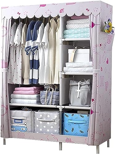 Portable Closets Portable Wardrobe Cloth Wardrobe Stable Home Closet,Metal Bracket Assembly Wardrobe Creative Design Fabric Wardrobe Simple Open Wardrobe D,170 * 105 * 45cm Portable Cloth Hanger-D-170