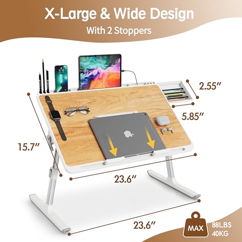 MONOMI Height & Angle Adjustable Laptop Stand for Bed with Storage Drawer N5345