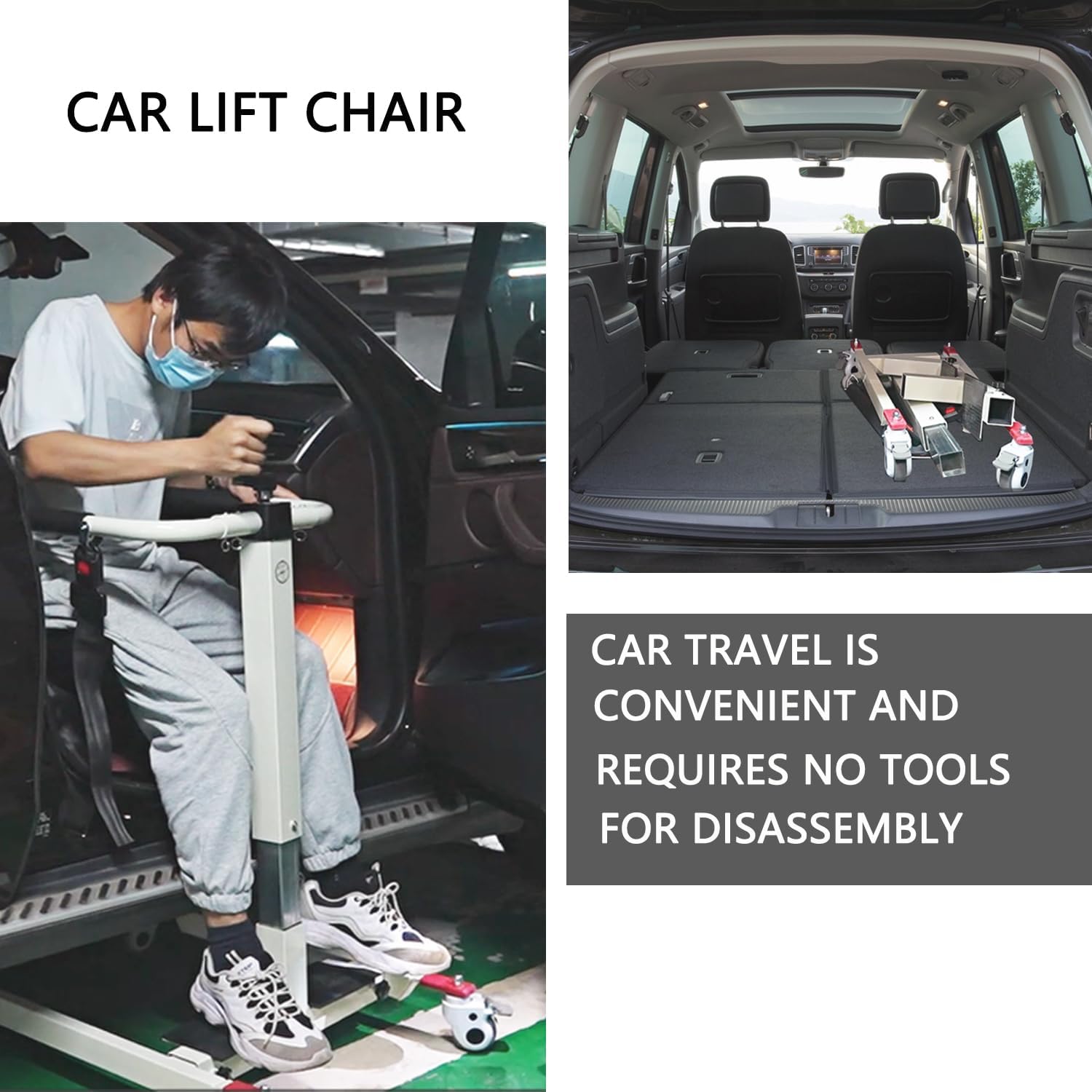 Patient Lift Transfer Chair, Height and Width Adjustable Wheelchair for Elderly and Disabled X100392