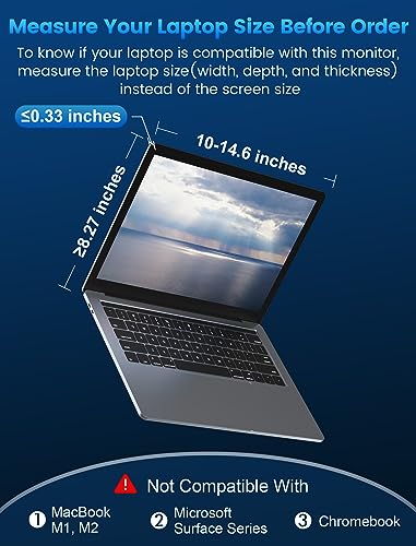 FOPO 12" Triple Laptop Screen Extender, FHD 1080P IPS Portable Monitor for 13"-14.1" Laptop Q5673