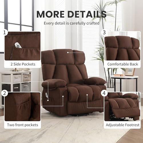 Oversized Power Lift Recliner Chair with Massage and Heat for Elderly, Blue K6321
