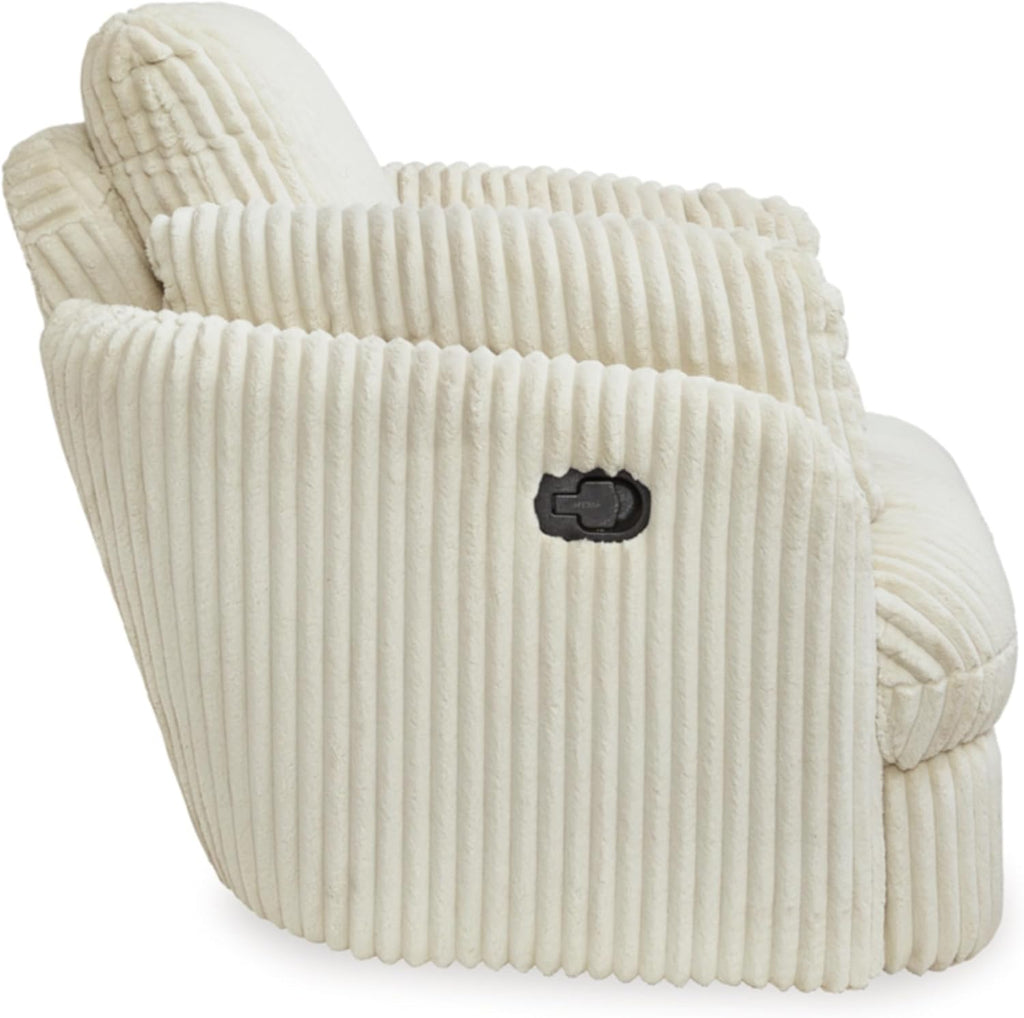 Signature Design by Ashley Tie-Breaker Swivel Glider Recliner, White D6281