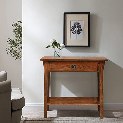 Leick Home 8233 Mission Console Table, Solid Wood, Medium Oak Finish X7801