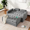 3 in 1 Multi-Functional Pull Out Sofa Bed , Linen Upholstered Convertible Sleeper Loveseat Couch Guest Daybed with Adjustable Backrest and Dual USB Charging Port for Living Room Office RV Furniture