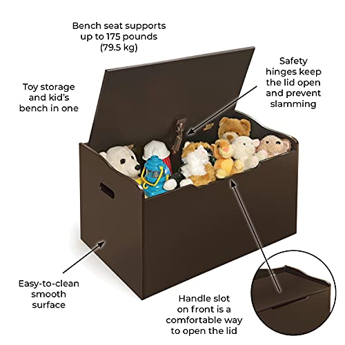 Badger Basket Kid's Wooden Toy Box and Storage Bench Seat - Gray L511502