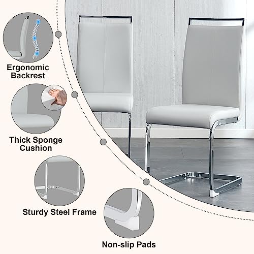 Glass Dining Table Set for 4 with Tempered Glass Top and PU Leather Chairs U1572