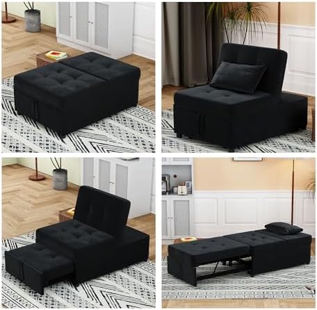 NLIBOOMLife Convertible Chair Bed Sleeper Pu Leather Single Sofa Ottoman Y491