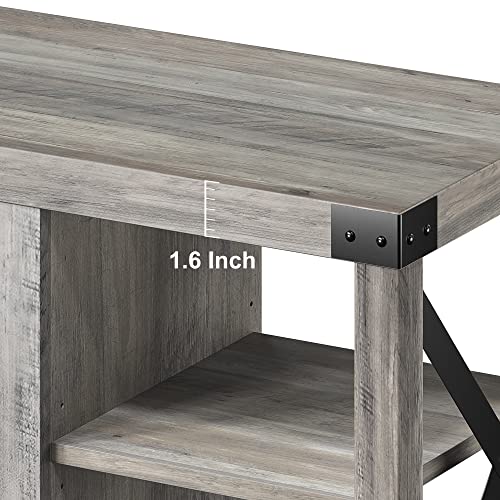 GAOMON 60 Inch Farmhouse TV Stand with Storage and Adjustable Shelves (Grey) H2764
