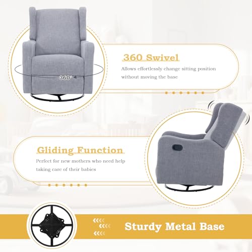 Upholstered Swivel Rocking Recliner Chair for Living Room P944