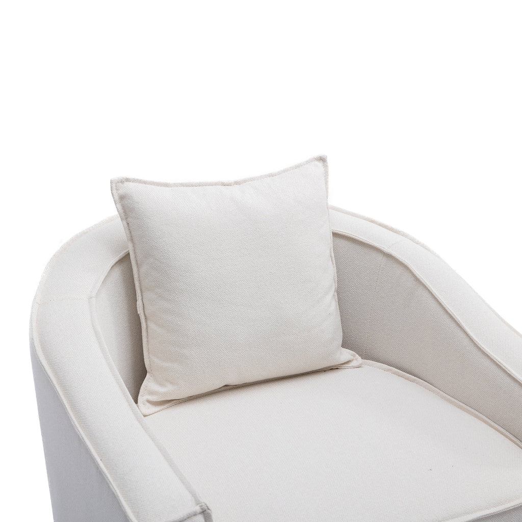Accent Sofa Chair with Ottoman, Linen or Microsuede, Iron Legs V815343