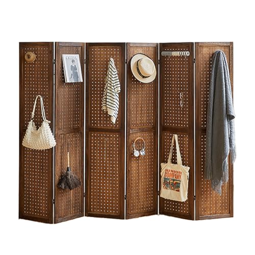 4 Panel Room Divider with Shelves, Solid Wood Folding Privacy Screen X302907
