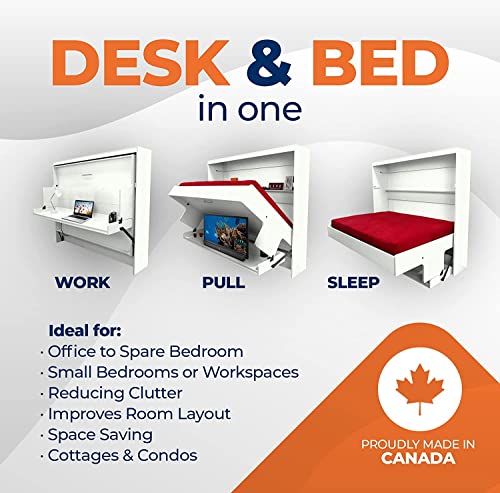 Murphy Bed with Desk, Foldable Queen Size, Summerflame C15061