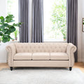 82" Modern Sofa Dutch Plush upholstered Sofa, Solid Wood Legs, Buttoned Tufted backrest (Beige)