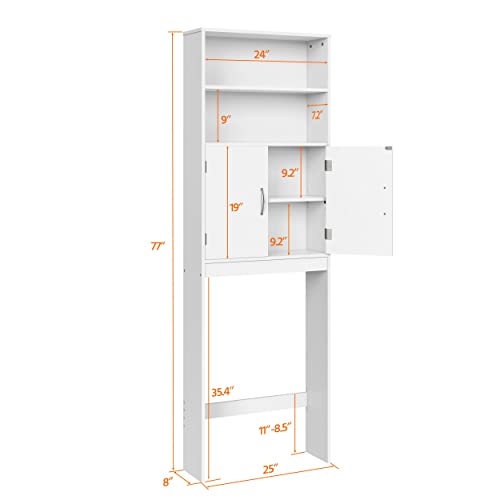 Yaheetech Over The Toilet Storage, Taller Bathroom Organizer Cabinet, White X17514