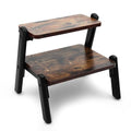 Wooden Step Stool for Adults Kids,Bedside Step Stools for High Beds,Kitchen Step Stool,Heavy Duty Sturdy 2 Step Stool,Widened Metal Frame, Holds up to 500 LB (Black)