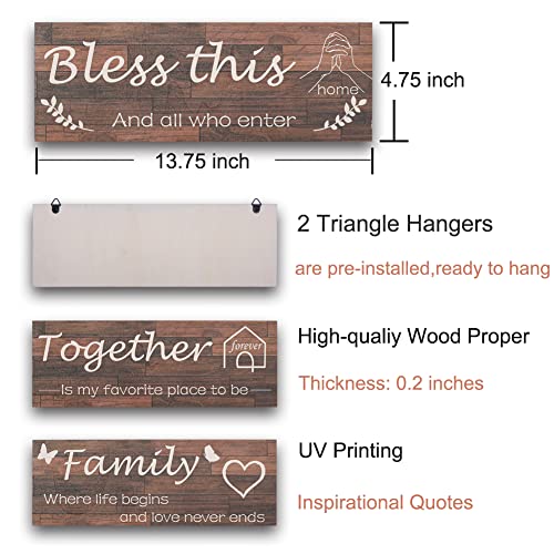 4 Pieces Rustic Wooden Wall Decor for Living Room, Bedroom (Brown) V312