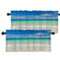 Batmerry Blue Ocean Tropical Beach Valances Half Window Curtain, Let Go to The Sea Beautiful Summer Beach Kitchen Valances for Bedroom Heat Insulated for Decor Set of 2 52x18 Inch
