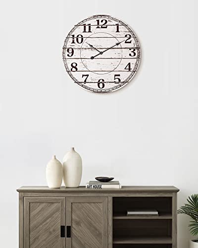 BEW 24 Inch Rustic Wooden Wall Clock for Living Room Decor A448478