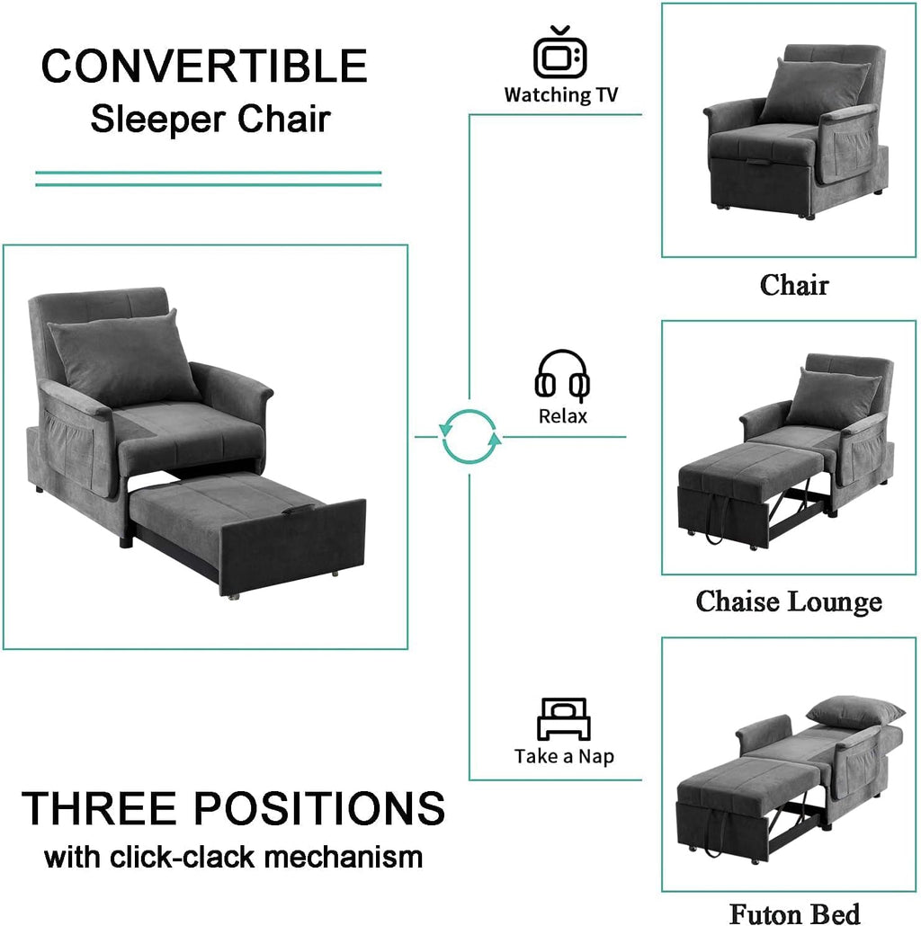 BINGTOO 3 in 1 Folding Sofa Bed Chair with Ottoman Q4673