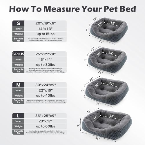 INVENHO Small Dog Bed Washable Orthopedic Pet Bed with Anti-Slip Bottom A5449