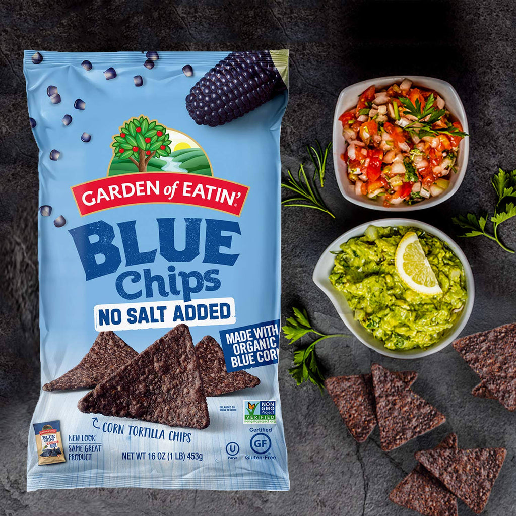 Garden of Eatin No Salt Added Blue Corn Tortilla Chips 16 oz. I57776