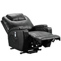Power Lift Assist Recliner with HEATING and Massage Latitude Run Leather Type: Black Faux Leather