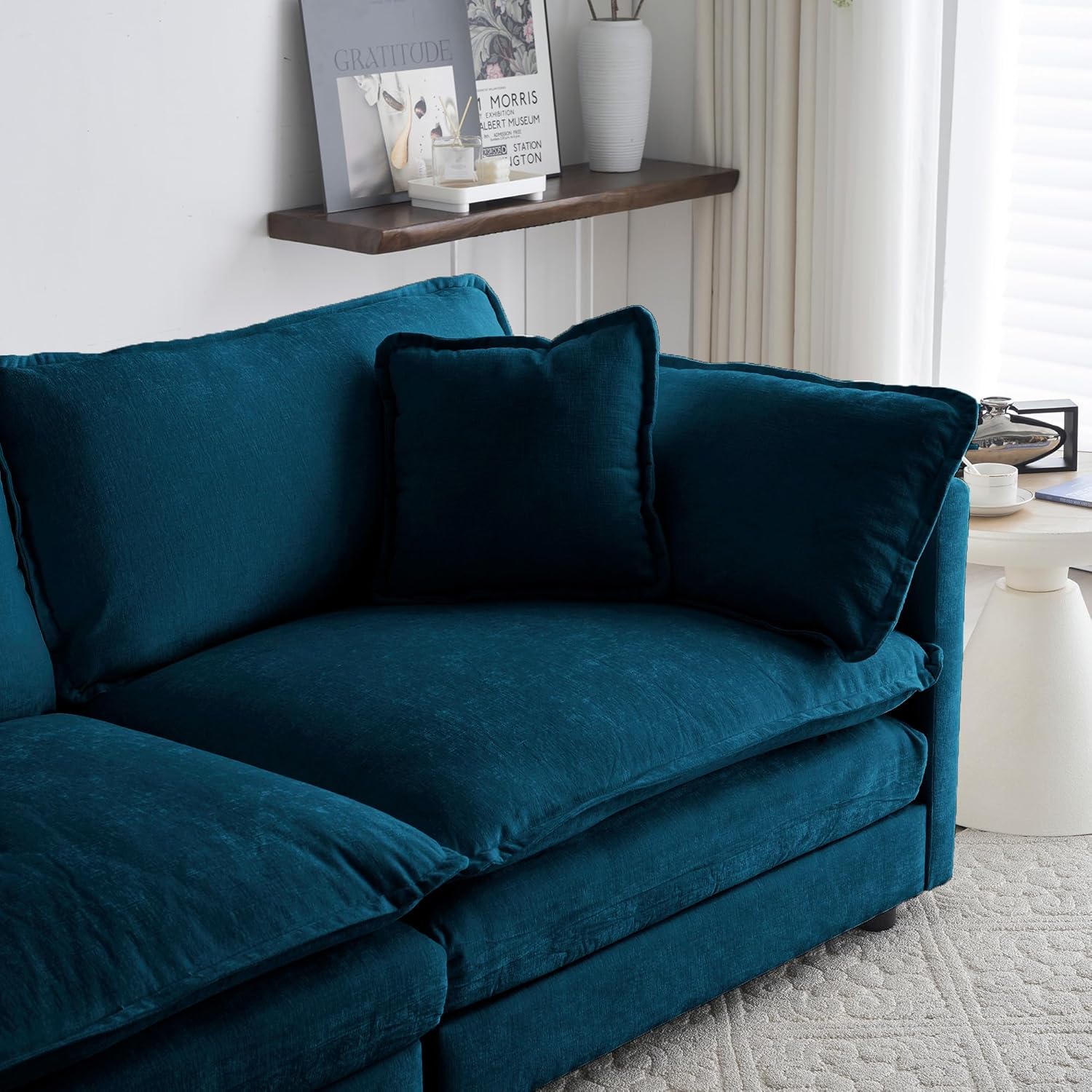 U Shaped Convertible Modular Sectional Sofa with Movable Ottomans, 5-Seater Chenille Q600