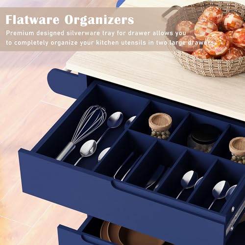 Farmhouse Kitchen Island with Power Outlet, Rolling Cart with Drop Leaf and Storage Z47765