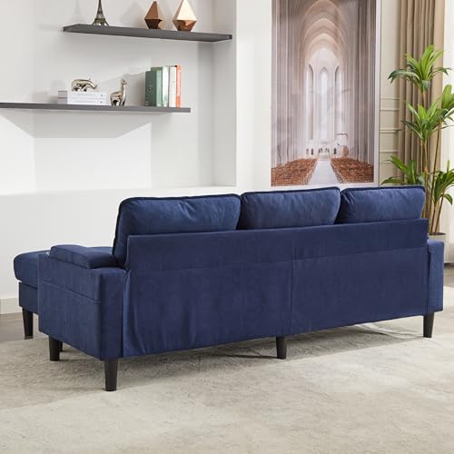 OUYESSIR L Shape Sectional Sofa Couch, 78" Linen 3 Seat with Storage Ottoman, Beige Z626700