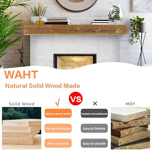 60" Rustic Wood Fireplace Mantel Wall-Mounted Floating Shelf P820