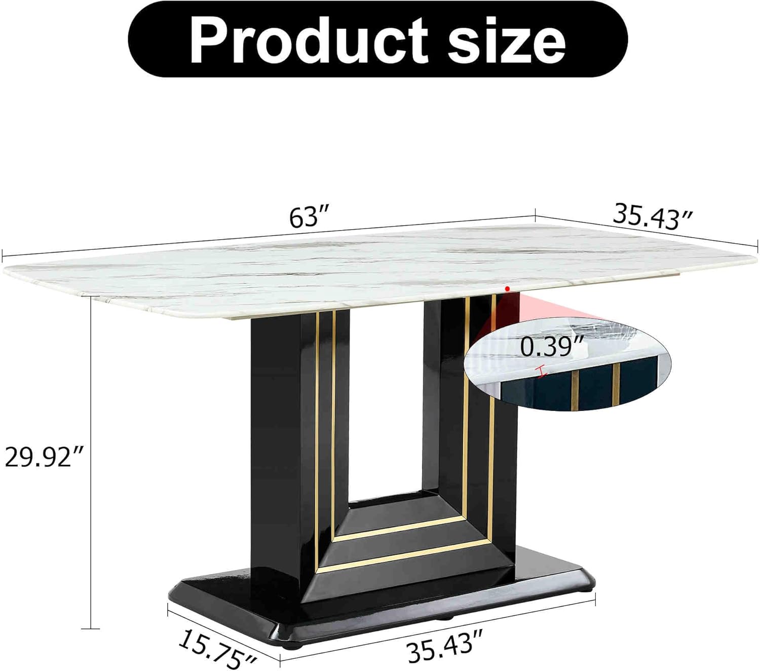 7-Piece Dining Table Set with 6 Soft Chairs, Faux Marble Top G7186