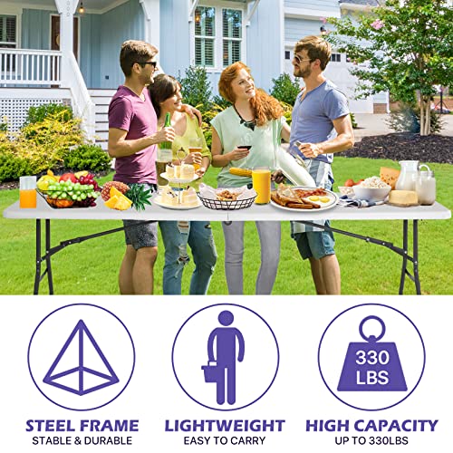 HKLGorg Folding Table 4 Ft Heavy Duty Indoor Outdoor Plastic Utility Table with Lock Function I17897