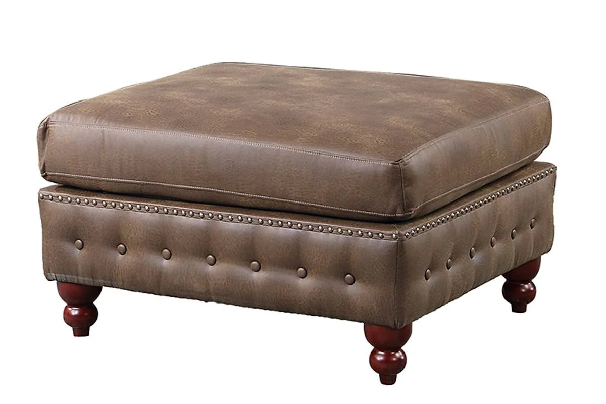 Dark Coffee Leatherette Solidwood Sectional 4pc Set with Ottoman R205
