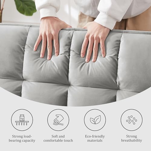 3 in 1 Convertible Sleeper Sofa Bed, Velvet Pull-Out Couch with Adjustable Backrest, Gray N451