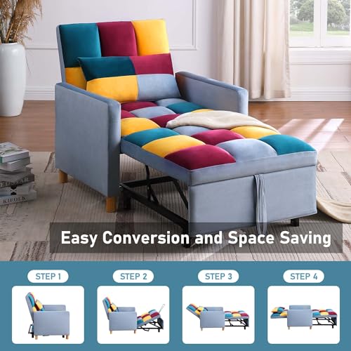 Sofa Chair Pull-Out Bed with Adjustable Backrest, Grey H964