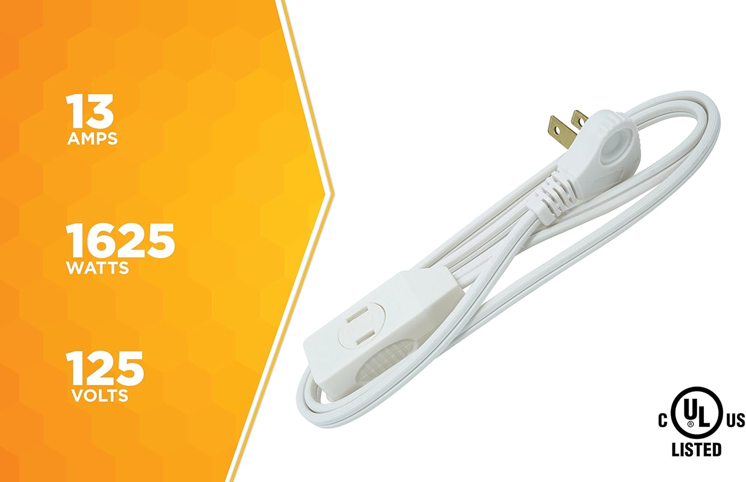 SlimLine 2237 Flat Plug Extension Cord, 2-Wire, 13-Foot, White F92137