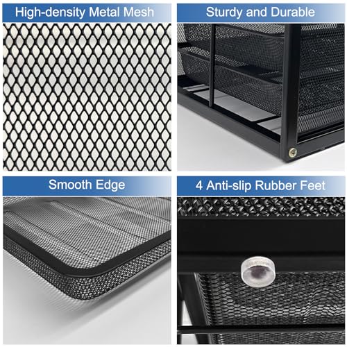 Natwind Mesh Desk Organizer with 4 Tier Sliding Drawers, Black T3555